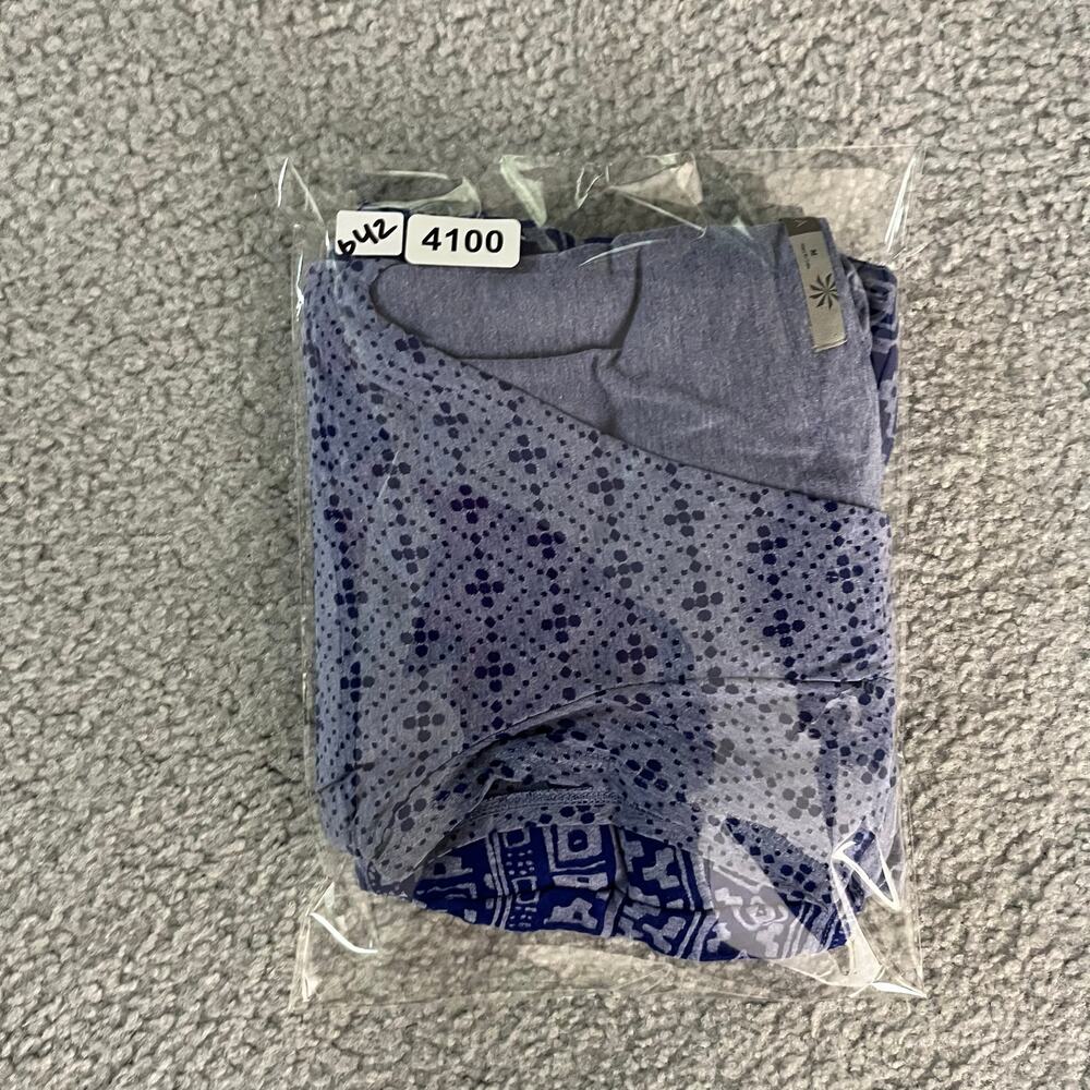 Athleta Dhara Dress Women M Blue Cotton Geometric Cap Sleeve VNeck Summer Casual - Picture 10 of 10
